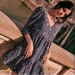 Sezane Aura Dress Size 36 Mini Eyelet Babydoll Floral